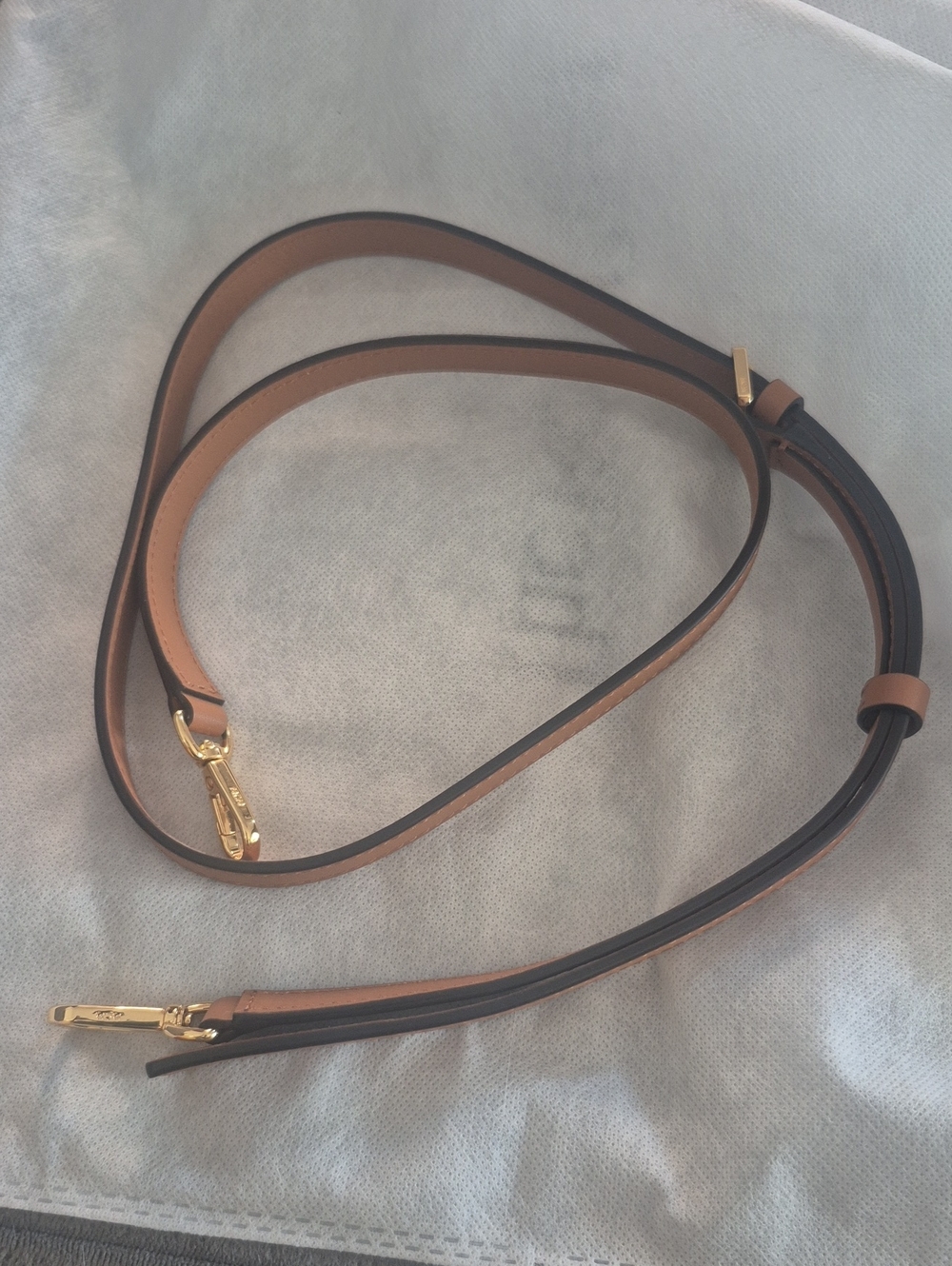 MCM Crossbody Strap in Tan with Gold Hardware (Authentic)
